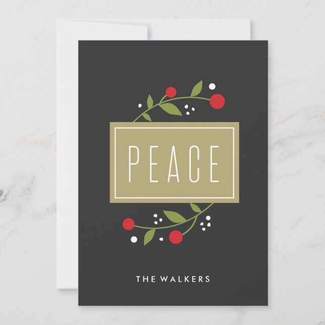 Tarjeta de Feliz Navidad Peace Berries (Anverso)