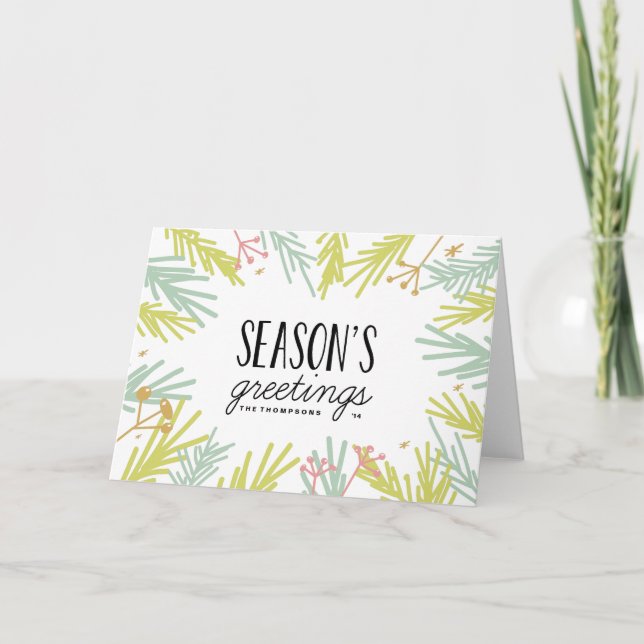 Tarjeta de Feliz Navidad Pine Burst (Anverso)