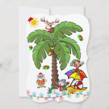 Tarjeta de Feliz Navidad plana Santa Playa Haragán