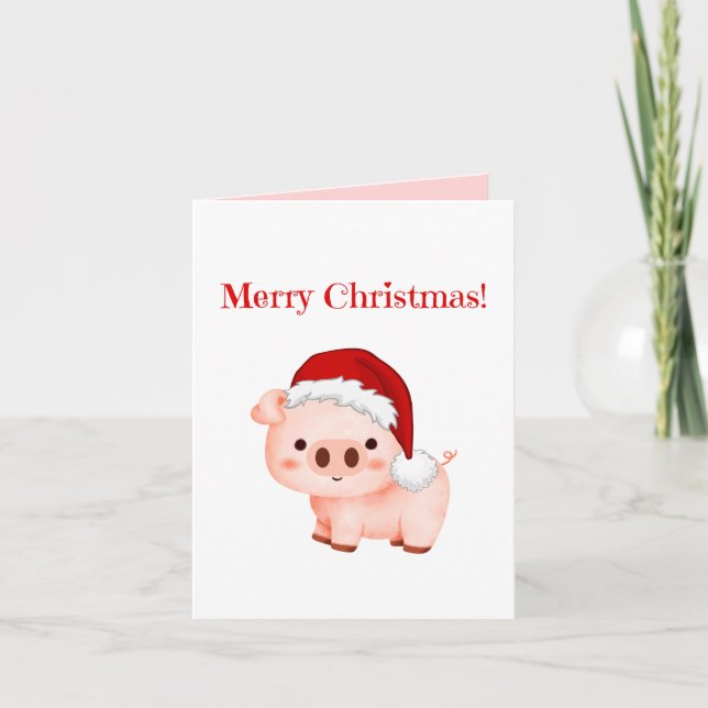 Tarjeta de Feliz Navidad Plegada con Saludo de Cer (Anverso)