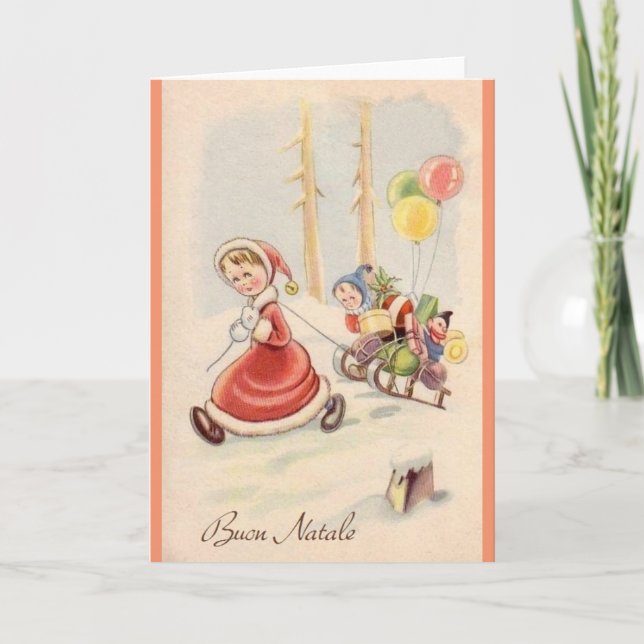 Tarjeta de Feliz Navidad Retro Italiana (Anverso)