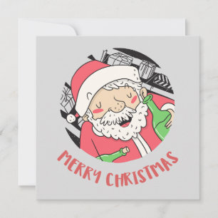 Tarjeta de Feliz Navidad - Santa Alegre Borrachito
