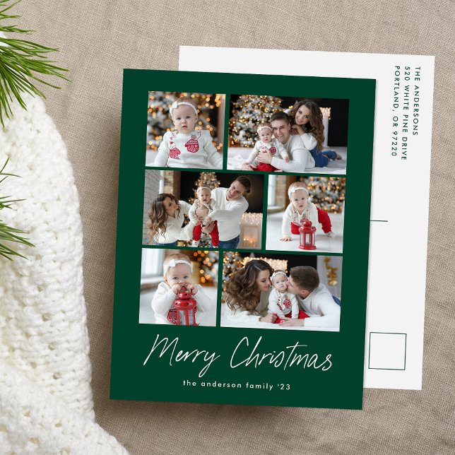 Tarjeta de Feliz Navidad Script Verde 6 Fotocolage (Subido por el creador)