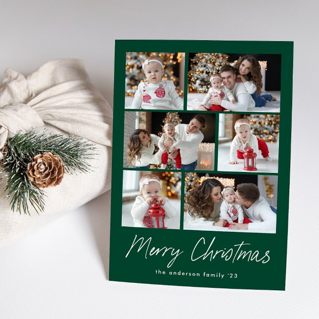 Tarjeta de Feliz Navidad Script Verde 6 Fotocollag (Subido por el creador)