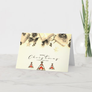 Tarjeta de Feliz Navidad Tipi Sepia