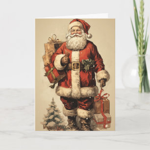 Tarjeta de Feliz Navidad Vintage de la Llegada de