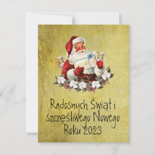 Tarjeta de Feliz Navidad Wesołych Świąt en polaco 