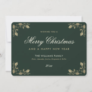 Tarjeta de Feliz Navidad y Feliz Año Nuevo de Oro 