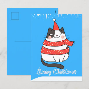 Tarjeta de Feliz Navidad y Fiestas con Gato de Dib