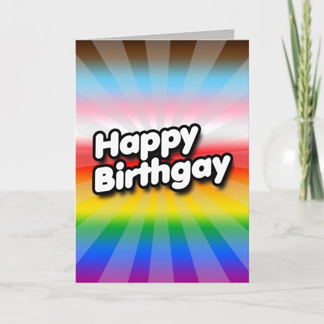 Tarjeta de Feliz Orgullo Gay (Progress Pride) (Anverso)