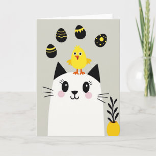 Tarjeta de Feliz Pájaro Felino Amistoso