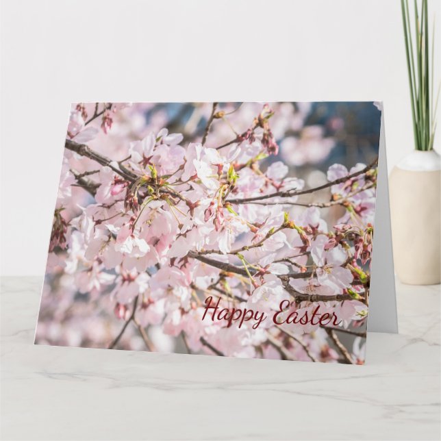 Tarjeta de Feliz Pascua con Flor de Cerezo (Anverso)