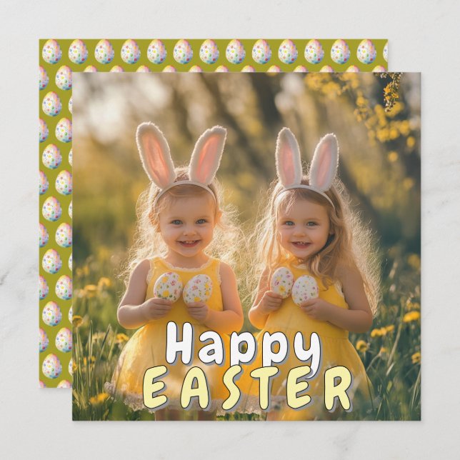 Tarjeta de Feliz Pascua con Foto Personalizada (Anverso / Reverso)