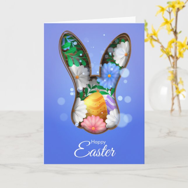 Tarjeta de Feliz Pascua con Ilustración de Conejit (flor amarilla)