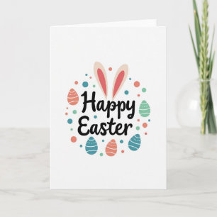 Tarjeta de Feliz Pascua con Orejas de Conejo