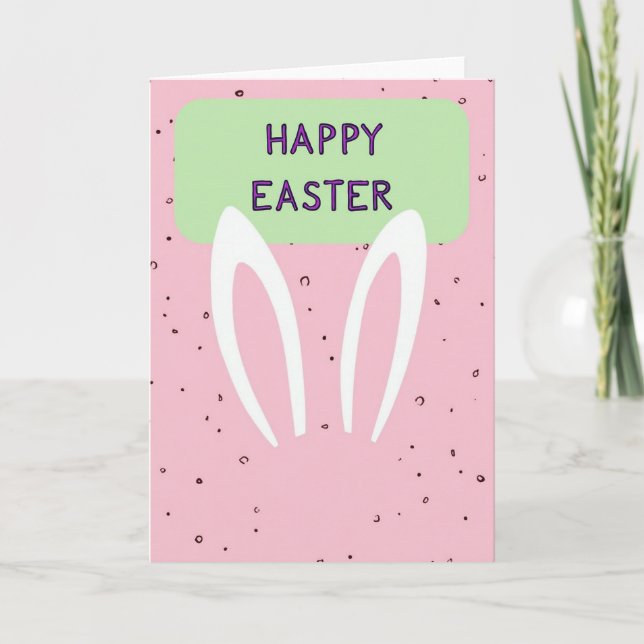 Tarjeta de Feliz Pascua con Patrón de Orejas (Anverso)