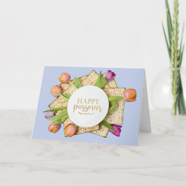 Tarjeta de Feliz Pascua con Tulipanes y Matzá | Mo