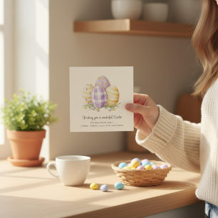 Tarjeta de Feliz Pascua de aquarela elegante de la