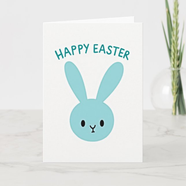 Tarjeta de Feliz Pascua de Blue Bunny (Anverso)