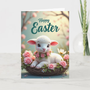 Tarjeta de Feliz Pascua de Corderito Dulce