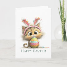 Tarjeta de Feliz Pascua de Gato Superlinda