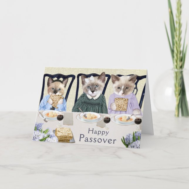 Tarjeta de Feliz Pascua de Judá con Gatitos (Anverso)