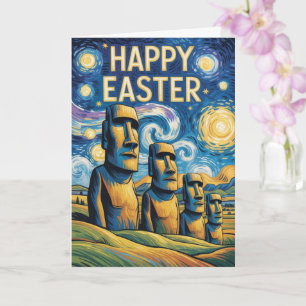 Tarjeta de Feliz Pascua de la Isla de Pascua con F