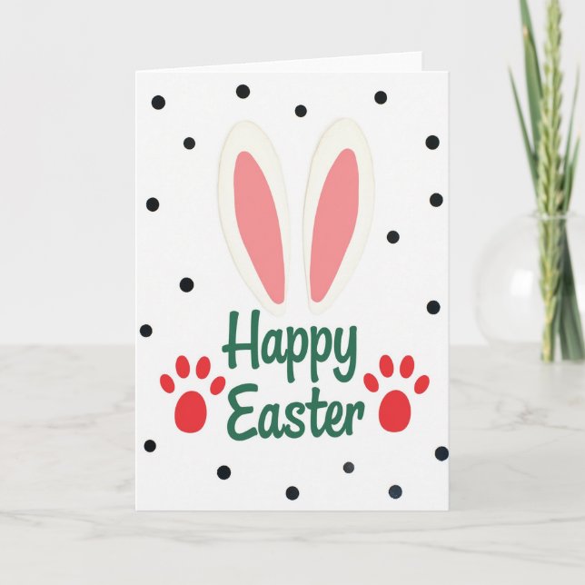 Tarjeta de Feliz Pascua de Orejas de Conejito (Anverso)