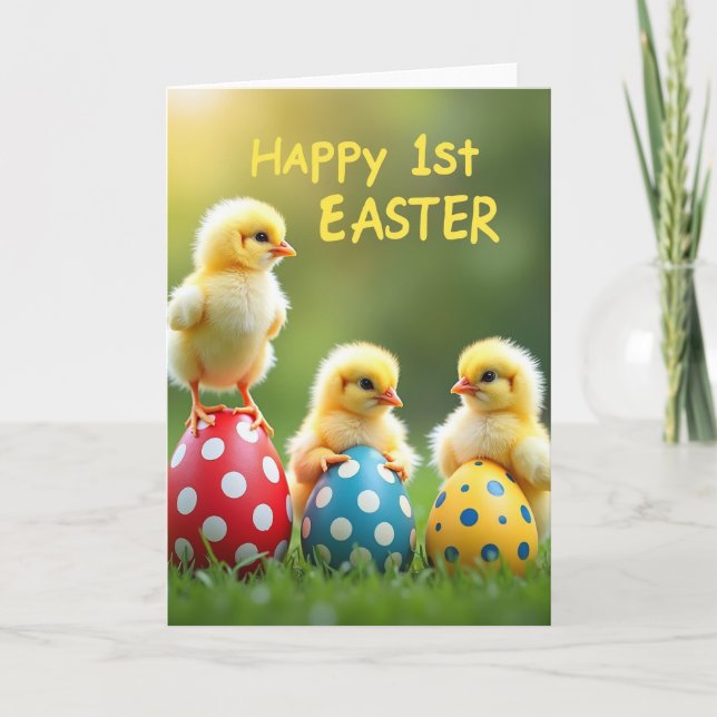 Tarjeta de Feliz Pascua de Pollitos (Anverso)