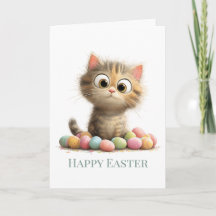 Tarjeta de Feliz Pascua del Gato Extra Divertido