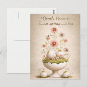 Tarjeta de Feliz Pascua Floral Suave Primavera Ele