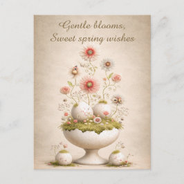 Tarjeta de Feliz Pascua Floral Suave Primavera Ele