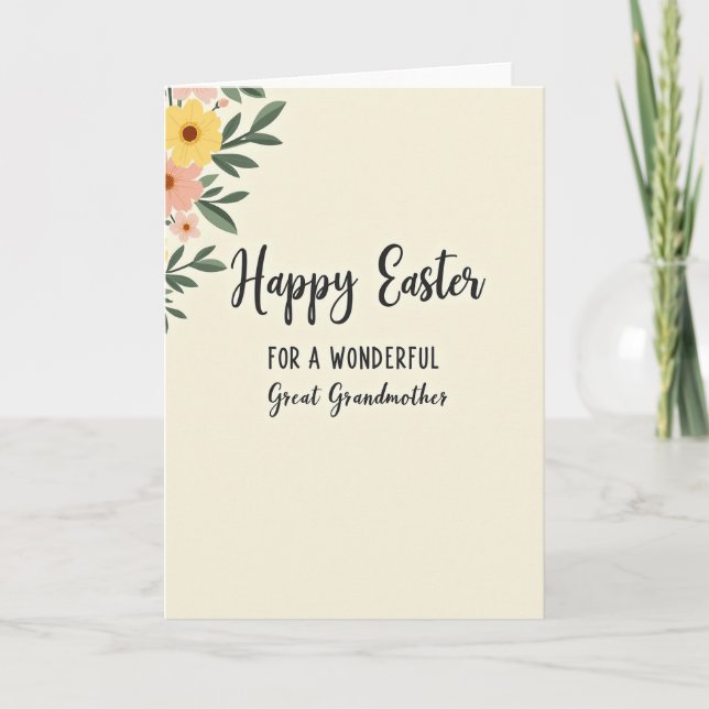 Tarjeta de Feliz Pascua para Bisabuela (Anverso)