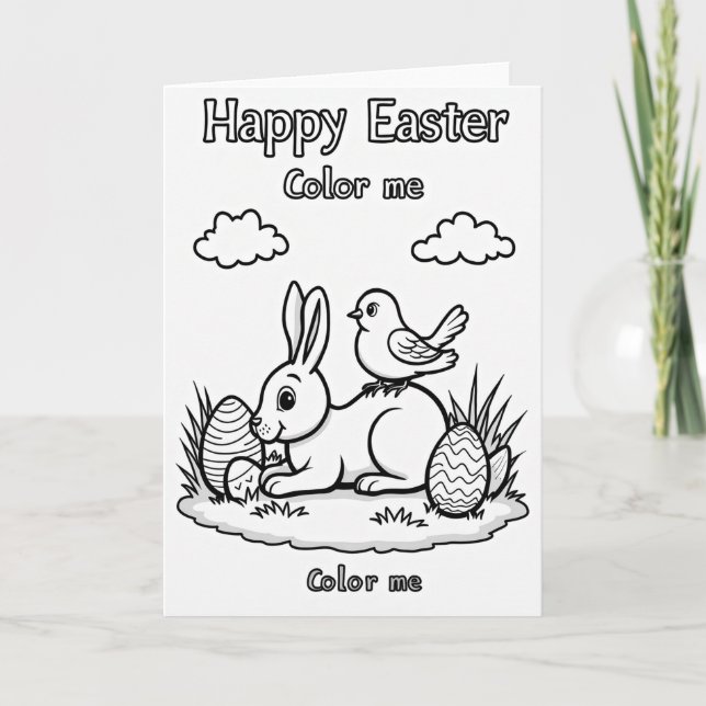 Tarjeta de Feliz Pascua para Colorear (Anverso)