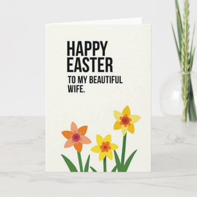Tarjeta de Feliz Pascua para Esposa Hermosa (Anverso)