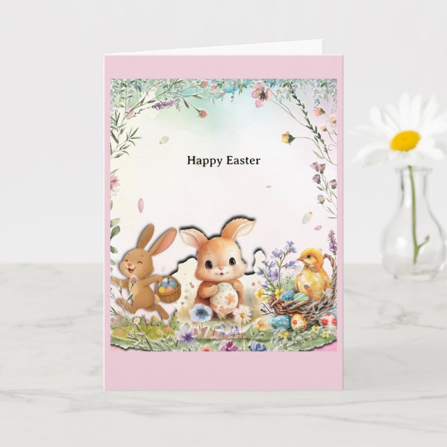 Tarjeta de Feliz Pascua Personalizada Plegada (Planta pequeña)