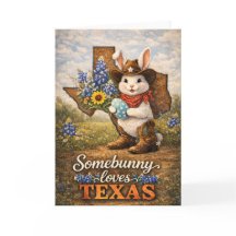 Tarjeta de Feliz Pascua Somebunny Loves Texas