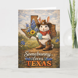 Tarjeta de Feliz Pascua Somebunny Loves Texas