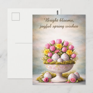 Tarjeta de Feliz Pascua Tulipanes Floral Primavera