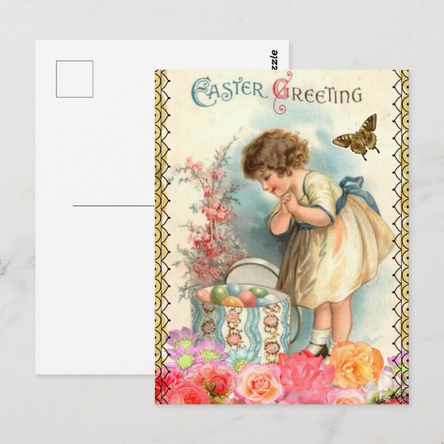Tarjeta de Feliz Pascua Vintage (Anverso / Reverso)