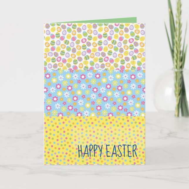 Tarjeta de Feliz Pascua y Flores de Primavera (Anverso)