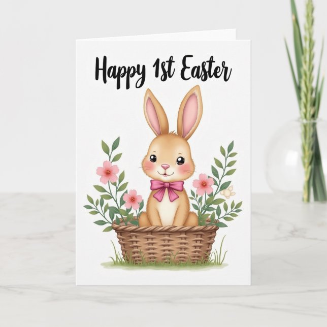 Tarjeta de Feliz Primera Pascua de Bunny (Anverso)