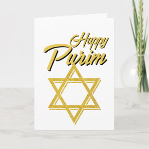 Tarjeta de Feliz Purim - Estrella de David Dorada