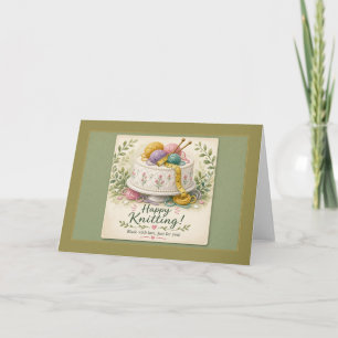 Tarjeta de Feliz Tejido de Pastel de Hilo Hecho co