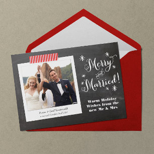 Tarjeta de feriado de Chalkboard con mora y casada