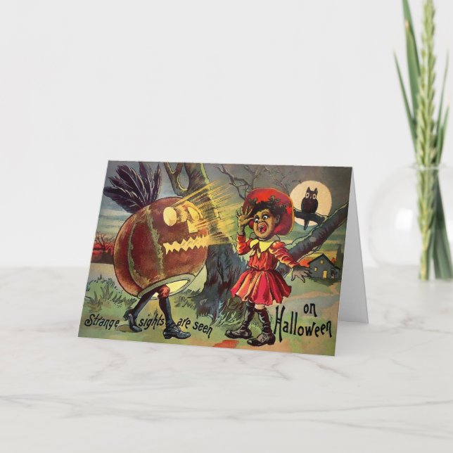 Tarjeta de feriado de Halloween de Retro Strange S (Anverso)