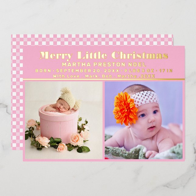 Tarjeta de feriado de Relieve metalizado de Recién (Anverso/Reverso)