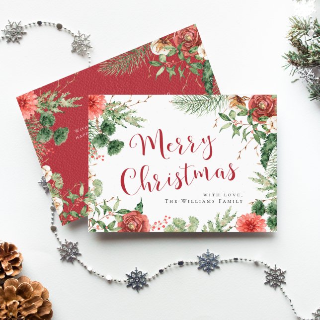 Tarjeta de feriado floral de navidad de Feliz (Subido por el creador)