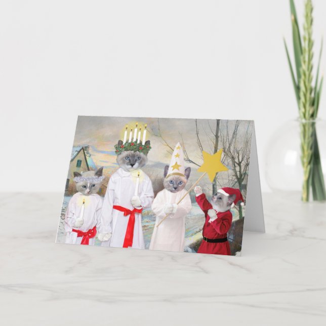 Tarjeta de feriado para celebraciones de gatitos d (Anverso)