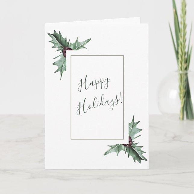 Tarjeta de feriado para Navidades Burgundy Berry y (Anverso)